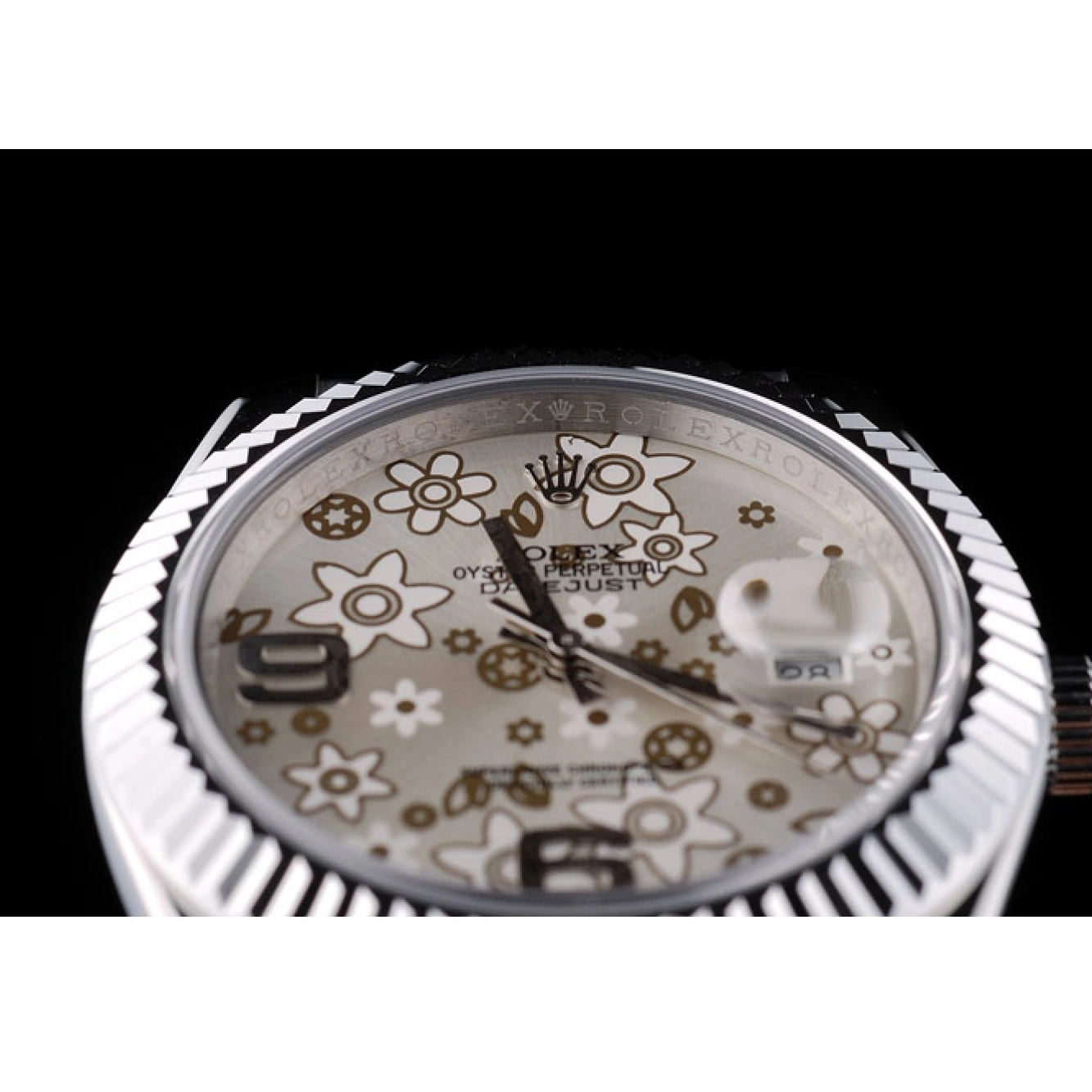 AAA Replica Watches DateJust Bezel Dial 41983 Flower Rolex Steel Stainless Silver Ribbed 0806